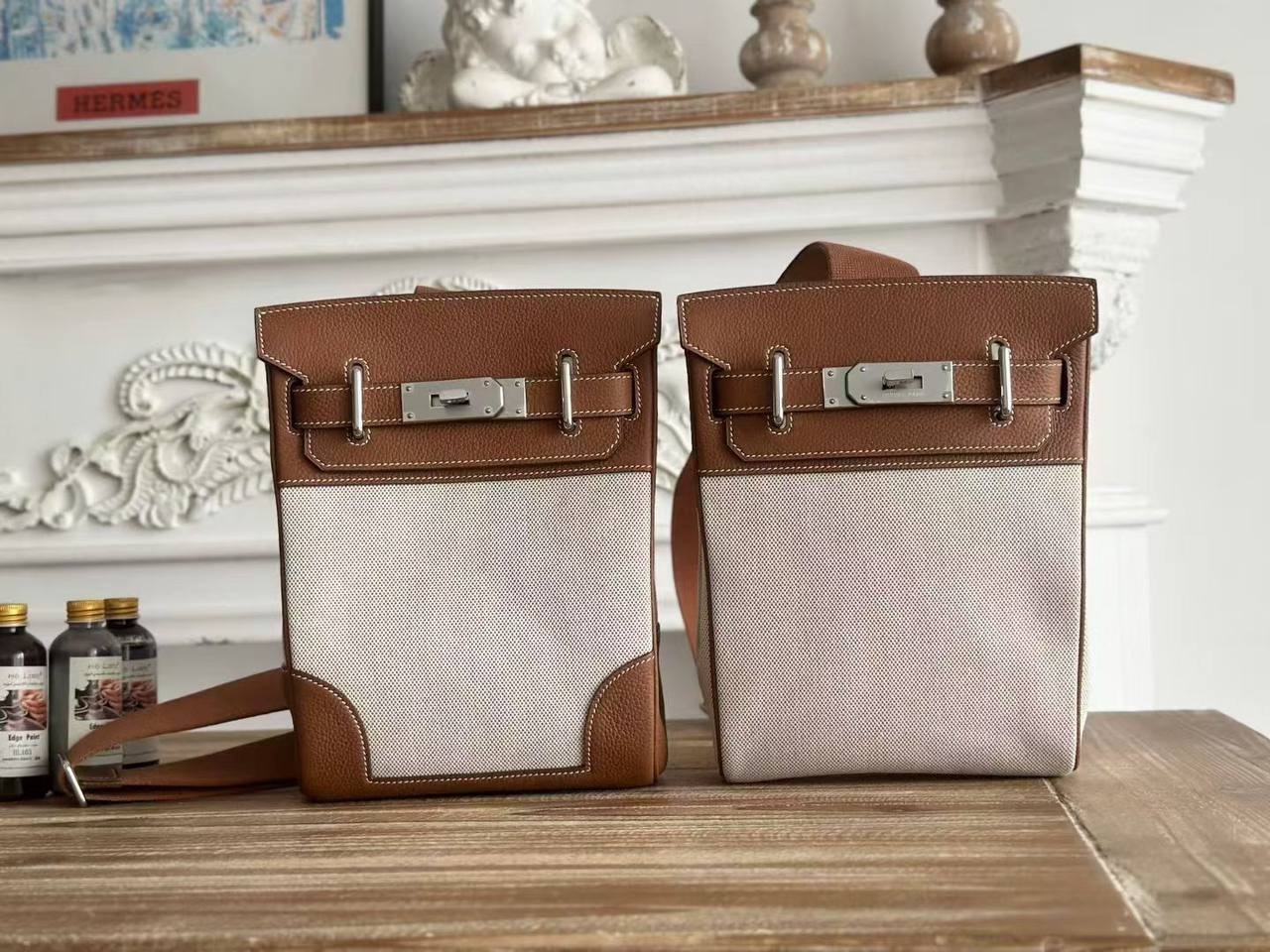 Hermès Hac à Dos Toile & Cuir Gold